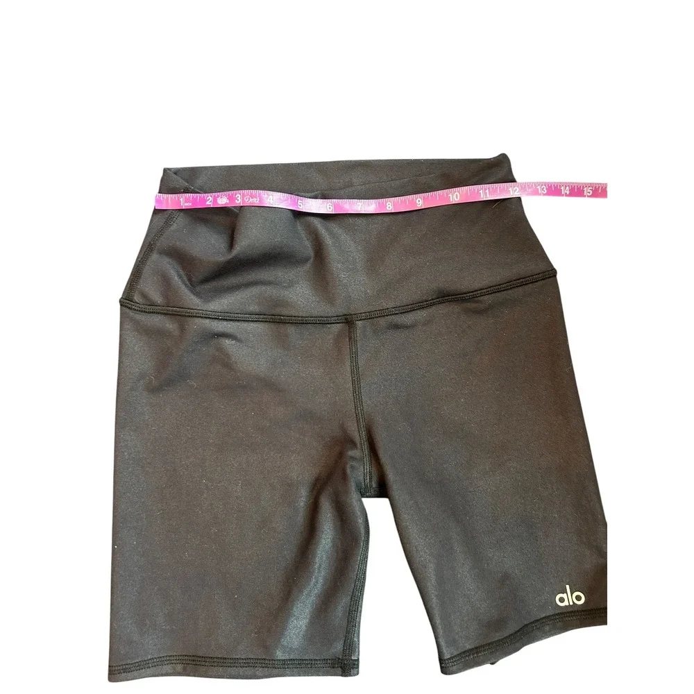 Alo Yoga High Waist Biker Shorts Lightweight Activewear Jersey Black Size Small